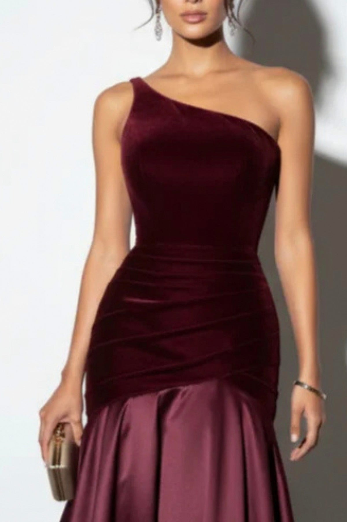 Velvet One Shoulder Maxi Dress