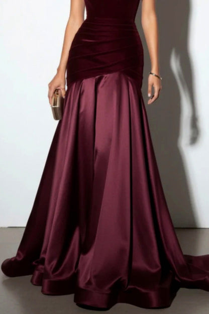 Velvet One Shoulder Maxi Dress