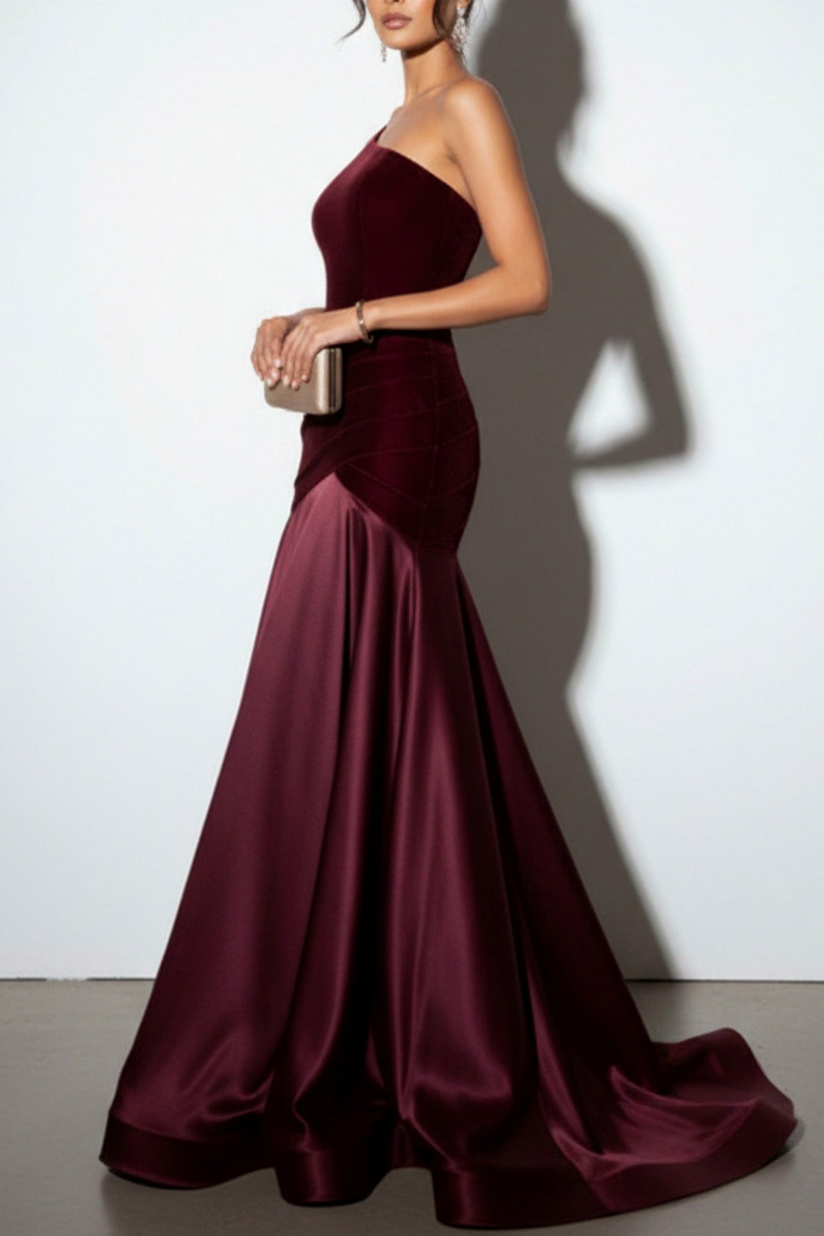 Velvet One Shoulder Maxi Dress