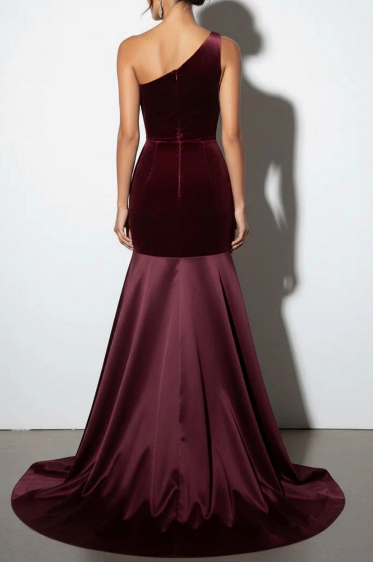 Velvet One Shoulder Maxi Dress
