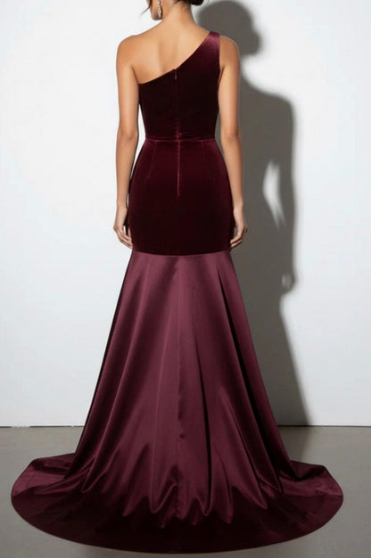 Velvet One Shoulder Maxi Dress