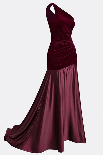 Velvet One Shoulder Maxi Dress