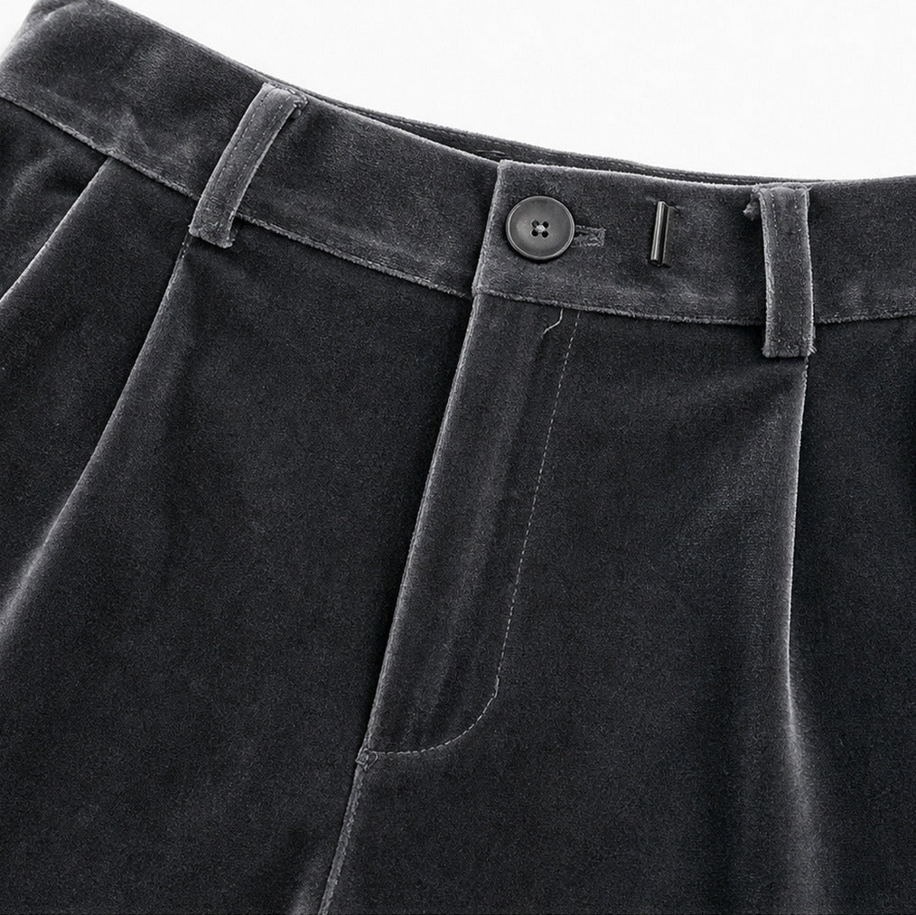 Velvet Pleated Wide Leg Pants