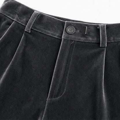 Velvet Pleated Wide Leg Pants