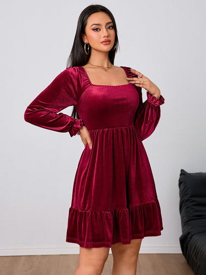 Velvet Square Neck Mini Dress