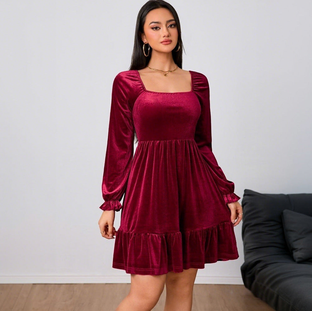 Velvet Square Neck Mini Dress