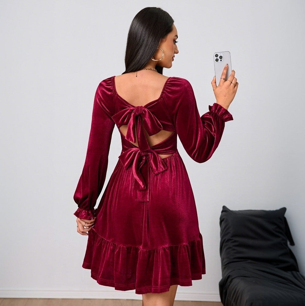 Velvet Square Neck Mini Dress