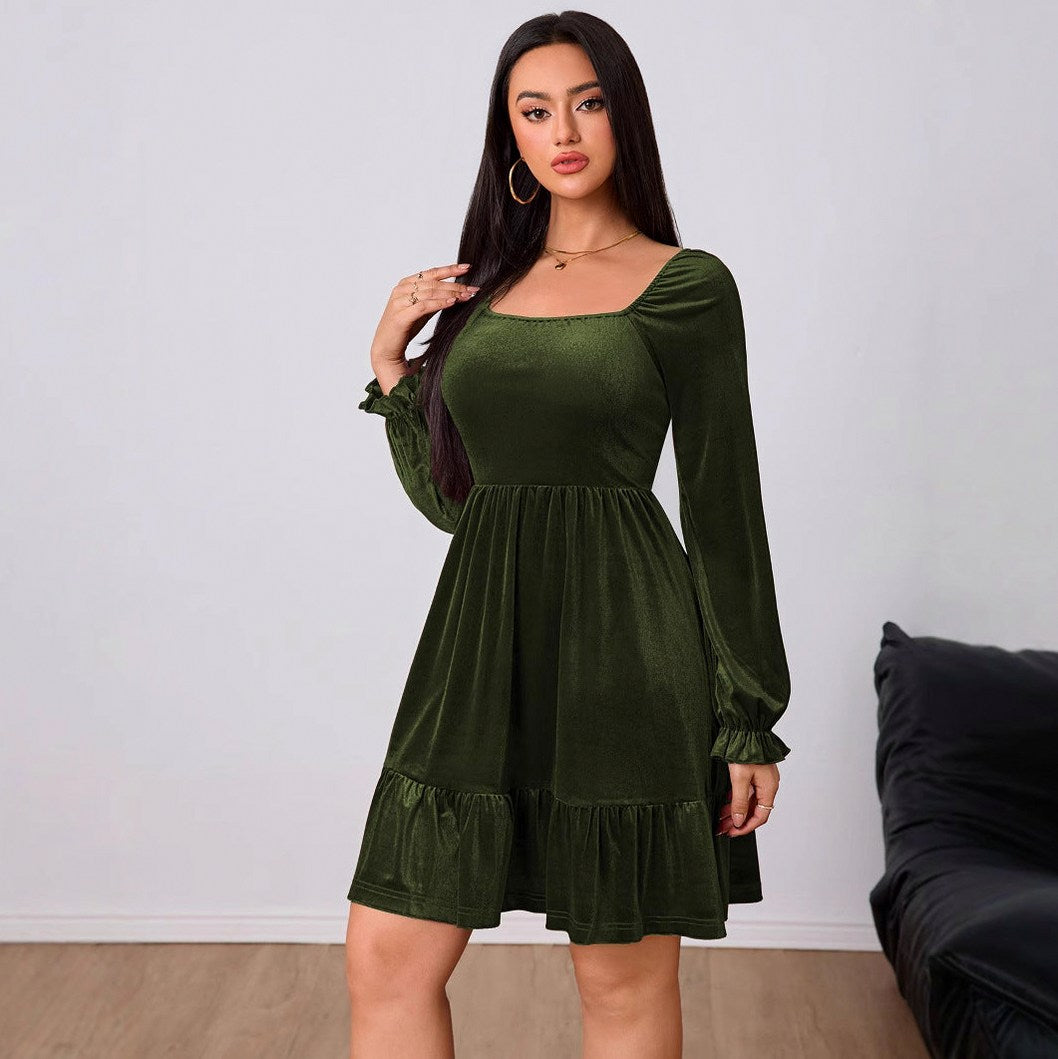 Velvet Square Neck Mini Dress