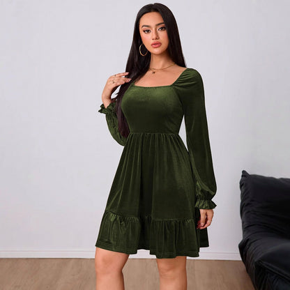Velvet Square Neck Mini Dress