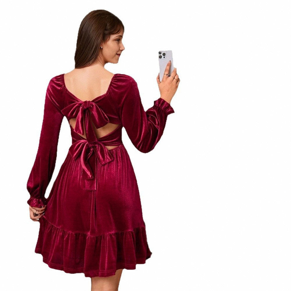 Velvet Square Neck Mini Dress