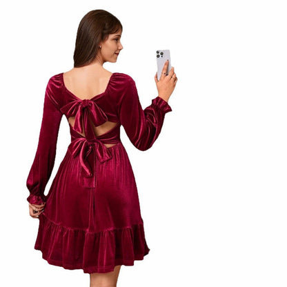 Velvet Square Neck Mini Dress